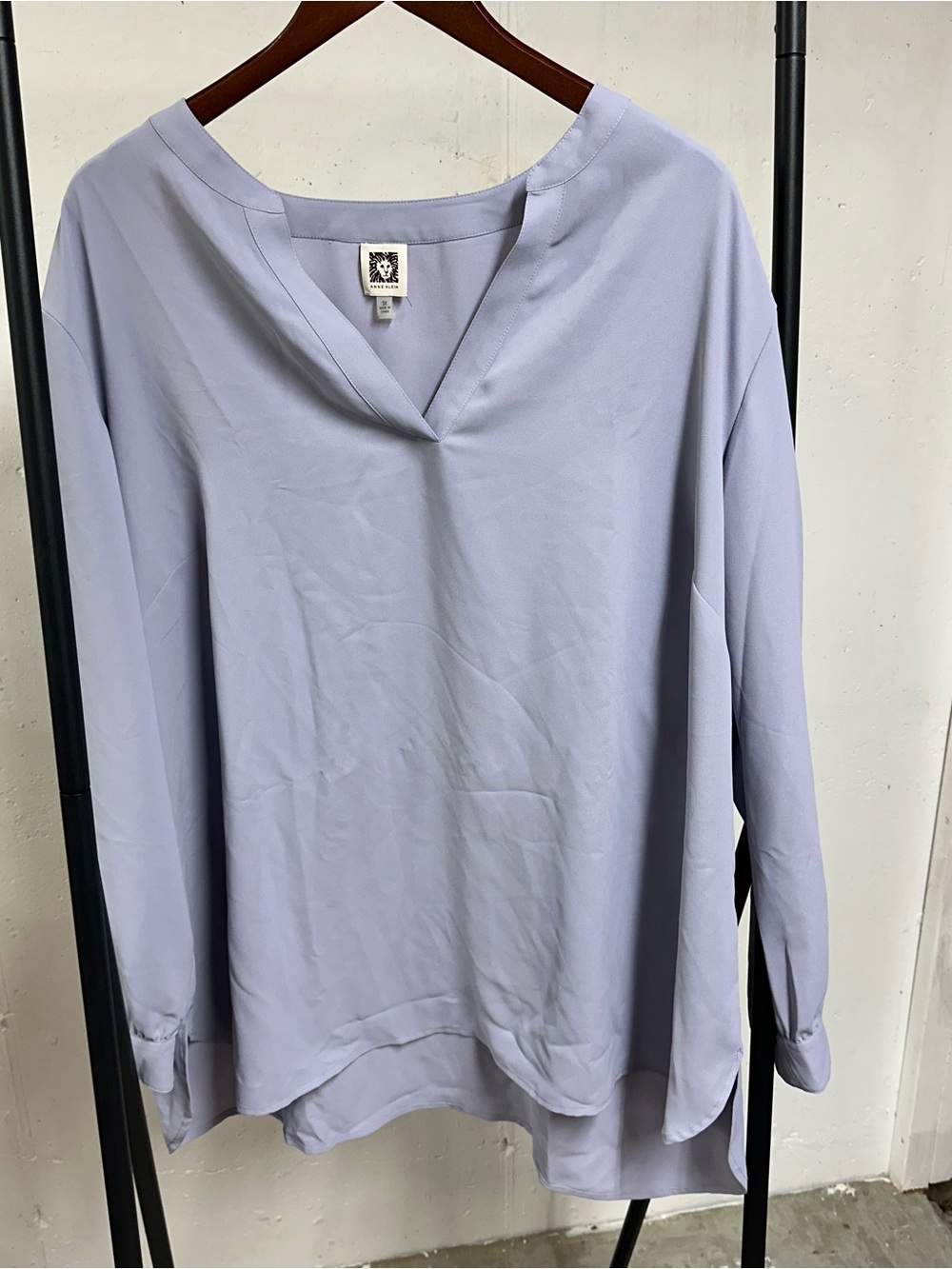 Anne Klein Lavender V-Neck Long Sleeve Blouse